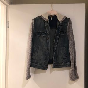 Free people jean jacket with jersey sleeves